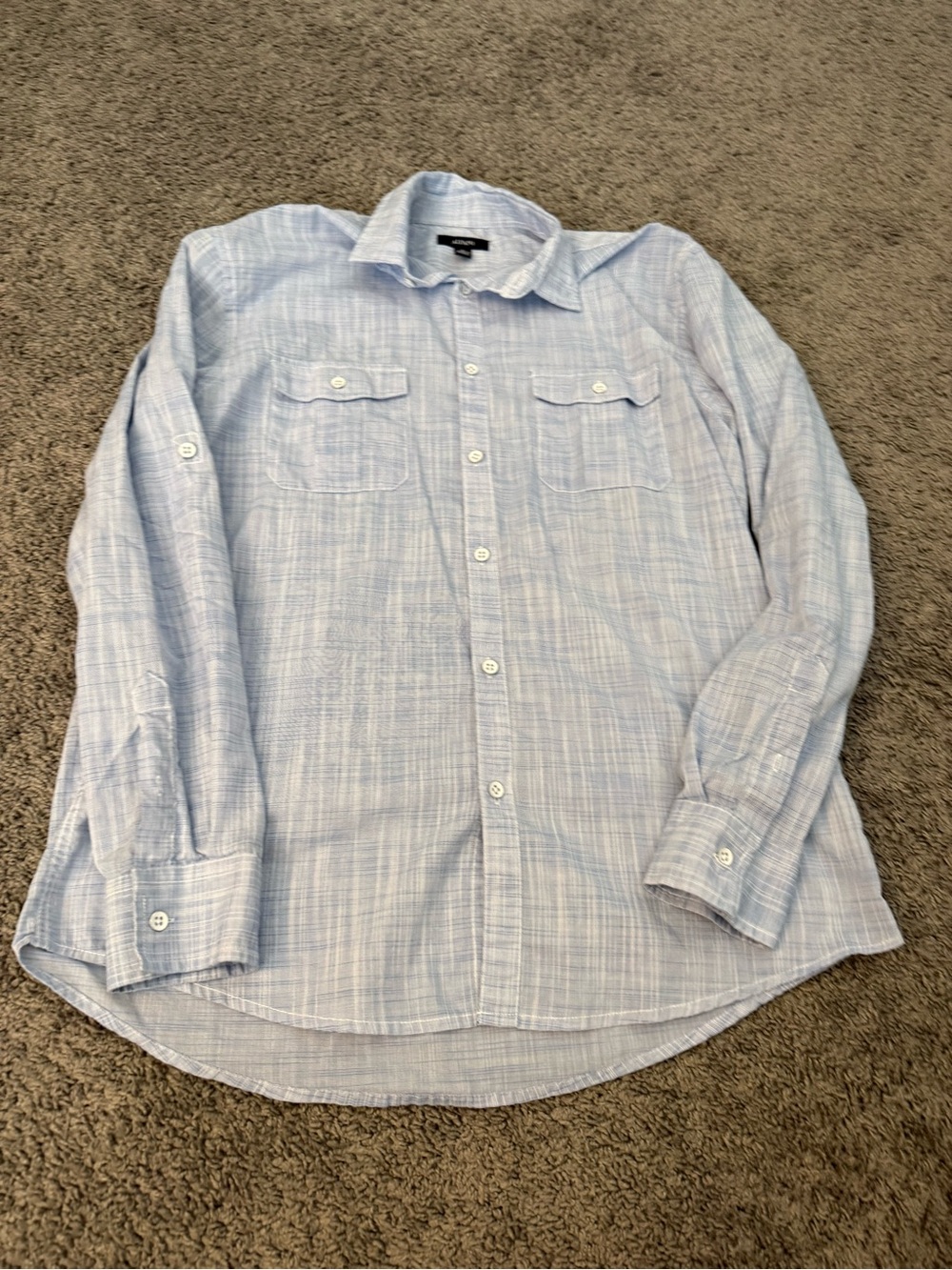 Alfani Light Blue Chambray Casual Button-Down Shirt
